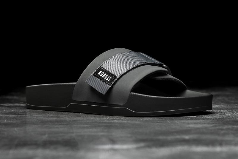 Black Nobull Adjustable Men\'s Slides | CA R1190V